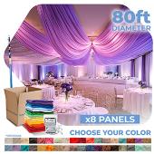 8 Panel Kit - Prefabricated Complete Ceiling Drape Kit - 80ft Diameter - Select Drop, Fabric & Color!