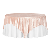 Premade Velvet Tablecloth - 85" x 85" Square - Blush/Rose Gold