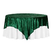 Premade Velvet Tablecloth - 85" x 85" Square - Emerald Green