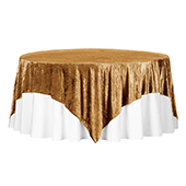 Premade Velvet Tablecloth - 85" x 85" Square - Mustard Gold