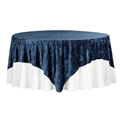 Premade Velvet Tablecloth - 85" x 85" Square - Navy Blue