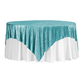 Premade Velvet Tablecloth - 85" x 85" Square - Peacock Teal