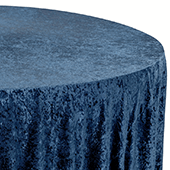 Premade Velvet Tablecloth - 120" Round - Navy Blue