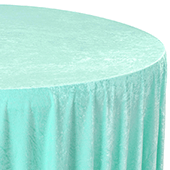 Premade Velvet Tablecloth - 120" Round - Light Turquoise