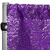 Purple Sequin Backdrop Curtain w/ 4" Rod Pocket by Eastern Mills - 12ft Long x 4.5ft Wide