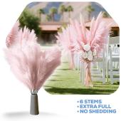 Faux Pampas Grass - 6 Stems - 48" Long - Soft Pink/Blush