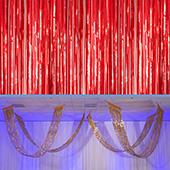 Red - Metallic Fringe Ceiling Curtain - Choose your Length