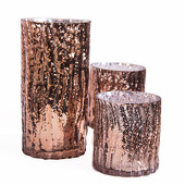 DecoStar™ Set of 3! Glam Wavy Etched Pattern Mercury Glass Candle/Votive Holder - Bronze