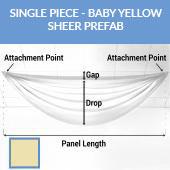 Single Piece -Butter Yellow FR Sheer Prefabricated Ceiling Drape Panel - Choose Length and Drop!