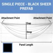 Single Piece - Black Sheer Prefabricated Ceiling Drape Panel - Choose Length and Drop!