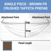 Single Piece - Brown Crushed Taffeta Prefabricated Ceiling Drape Panel - Choose Length and Drop!