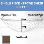 Single Piece - Brown Sheer Prefabricated Ceiling Drape Panel - Choose Length and Drop!
