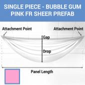 Single Piece -Bubble Gum Pink FR Sheer Prefabricated Ceiling Drape Panel - Choose Length and Drop!