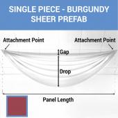 Single Piece - Burgundy Sheer Prefabricated Ceiling Drape Panel - Choose Length and Drop!