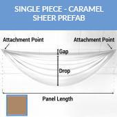 Single Piece -Caramel Sheer Prefabricated Ceiling Drape Panel - Choose Length and Drop!