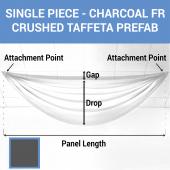 Single Piece - Charcoal Crushed Taffeta Prefabricated Ceiling Drape Panel - Choose Length and Drop!
