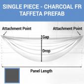 Single Piece - Charcoal Taffeta Prefabricated Ceiling Drape Panel - Choose Length and Drop!