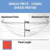 Single Piece -Coral FR Sheer Prefabricated Ceiling Drape Panel - Choose Length and Drop!
