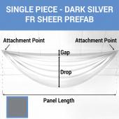 Single Piece -Dark Silver FR Sheer Prefabricated Ceiling Drape Panel - Choose Length and Drop!