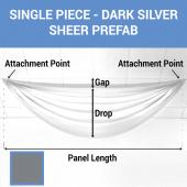 Single Piece - Dark Silver Sheer Prefabricated Ceiling Drape Panel - Choose Length and Drop!