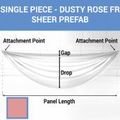 Single Piece -Dusty Rose FR Sheer Prefabricated Ceiling Drape Panel - Choose Length and Drop!