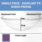 Single Piece -Eggplant FR Sheer Prefabricated Ceiling Drape Panel - Choose Length and Drop!