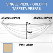 Single Piece - Gold Taffeta Prefabricated Ceiling Drape Panel - Choose Length and Drop!