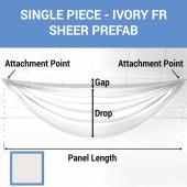 Single Piece -Ivory FR Sheer Prefabricated Ceiling Drape Panel - Choose Length and Drop!