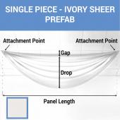 Single Piece - Ivory Sheer Prefabricated Ceiling Drape Panel - Choose Length and Drop!