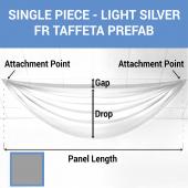 Single Piece - Light Silver Taffeta Prefabricated Ceiling Drape Panel - Choose Length and Drop!