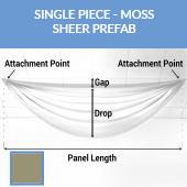 Single Piece -Moss Sheer Prefabricated Ceiling Drape Panel - Choose Length and Drop!