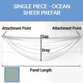 Single Piece -Ocean Sheer Prefabricated Ceiling Drape Panel - Choose Length and Drop!