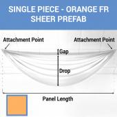 Single Piece -Orange FR Sheer Prefabricated Ceiling Drape Panel - Choose Length and Drop!