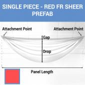 Single Piece -Red FR Sheer Prefabricated Ceiling Drape Panel - Choose Length and Drop!