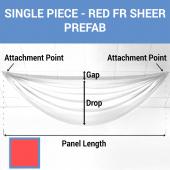 Single Piece -Red FR Sheer Prefabricated Ceiling Drape Panel - Choose Length and Drop!