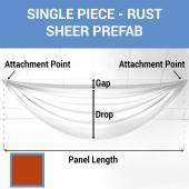Single Piece -Rust FR Sheer Prefabricated Ceiling Drape Panel - Choose Length and Drop!