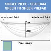 Single Piece -Seafoam Green FR Sheer Prefabricated Ceiling Drape Panel - Choose Length and Drop!