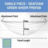 Single Piece - Seafoam Green Sheer Prefabricated Ceiling Drape Panel - Choose Length and Drop!