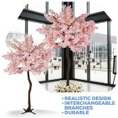 9ft Artificial Hydrangea Bloom Tree — Blush / Light Pink, 19 Interchangeable Branches | ModTree™ Collection