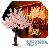 6.5ft Artificial Hydrangea Bloom Tree — Blush / Light Pink / Pink, 10 Interchangeable Branches | Customize for Weddings & Events | ModTree™ Collection