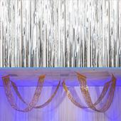 Silver - Metallic Fringe Ceiling Curtain - Choose your Length
