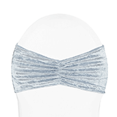Premade Velvet Ruffle Stretch Chair Band - Dusty Blue