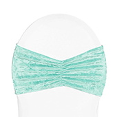 Premade Velvet Ruffle Stretch Chair Band - Light Turquoise