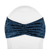 Premade Velvet Ruffle Stretch Chair Band - Navy Blue