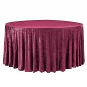 Premade Velvet Tablecloth - 132" Round - Burgundy