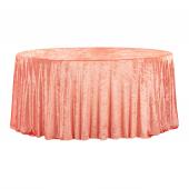 Premade Velvet Tablecloth - 132" Round - Coral