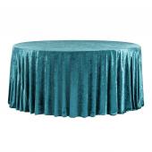 Premade Velvet Tablecloth - 132" Round - Dark Turquoise