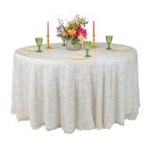 Sequin Looping Leaves Tablecloth Overlay 120" Round - Light Ivory/Off White