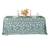 Sequin Looping Leaves Tablecloth Overlay 90"x156" Rectangle - Emerald Green