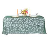 Sequin Looping Leaves Tablecloth Overlay 90"x132" Rectangle - Emerald Green